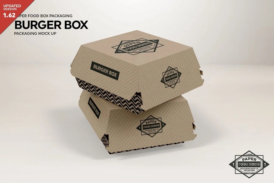 Design packaging in 3d in adobe® illustrator®; 30 Delicious Burger Box Mockup Psd Templates Design