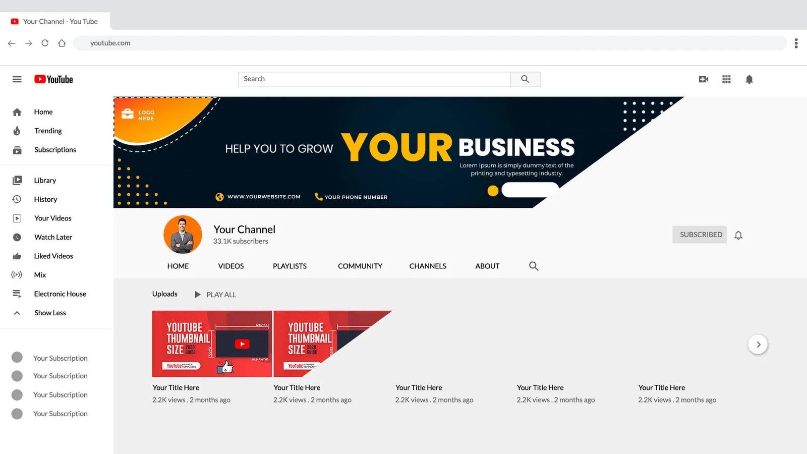 2560 x 1440 pixels · youtube banner psd file size: . Free Youtube Channel Mockup Psd Template Mockup Den