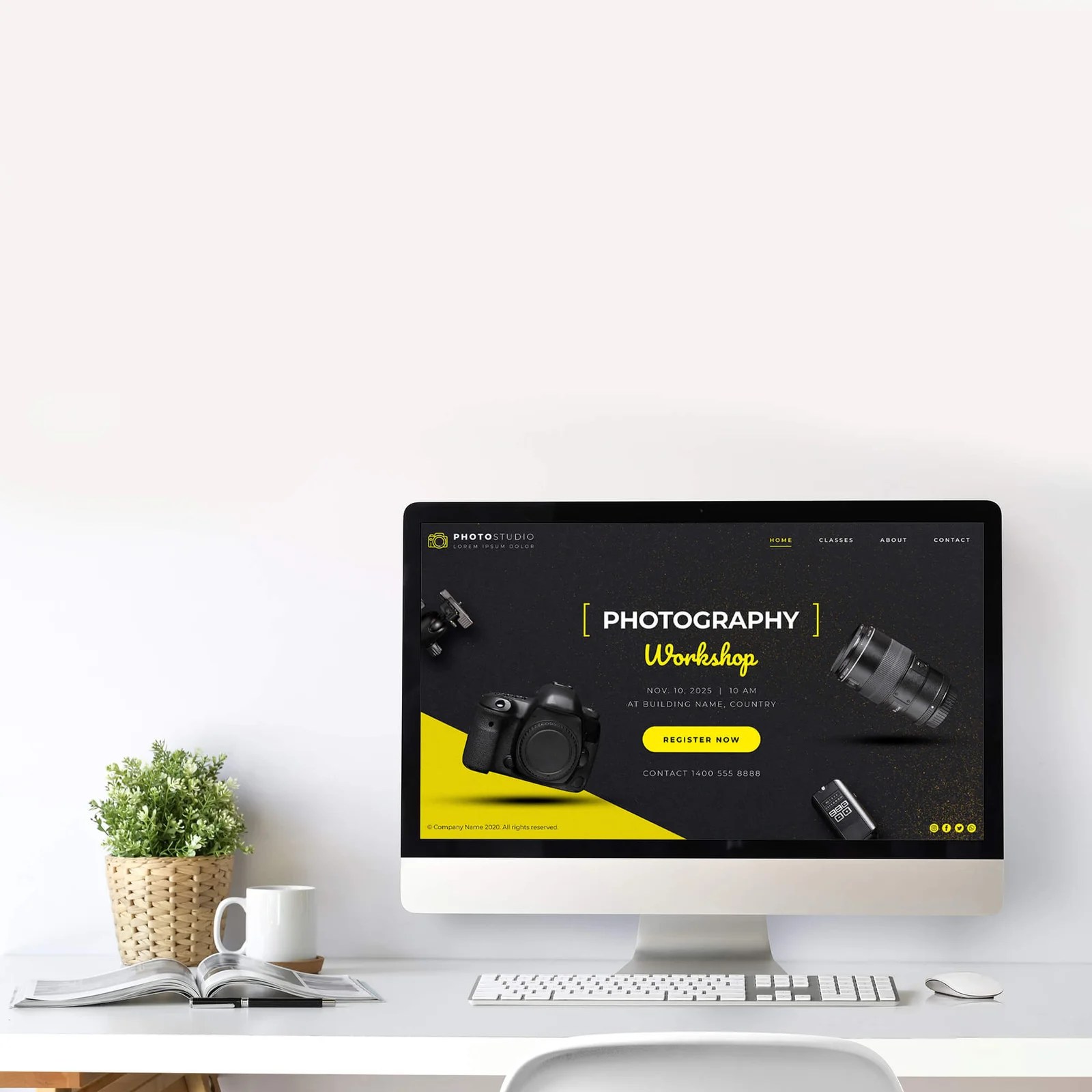 Technology mockups including computer desktop, imac, laptop, keyboard and accessories from the most popular brands. Free Computer Screen Mockup Psd Template Mockup Den