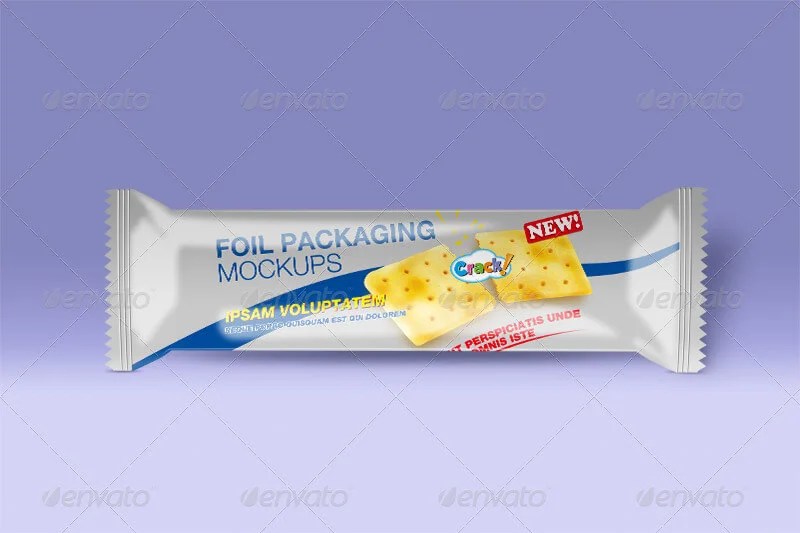 Biscuit, cracker, snack cake aluminium foil packaging photoshop action mockup, psd template. 22 Creative Biscuit Packaging Mockup Psd Templates