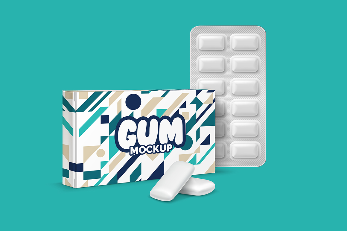 Chewing gum mockup that will encourage you to design a packaging design, if not for the experience, then simply for the fun. Pack Of Chewing Gum Mockup Mockupslib