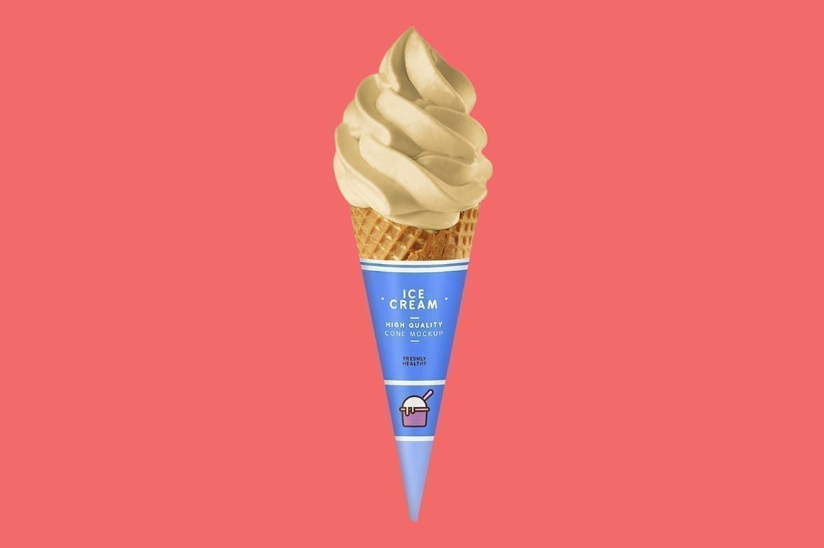 Free cone paper wrapper mockup for your ice cream brand logo presentation. Ice Cream Cone Mockup Mockupslib