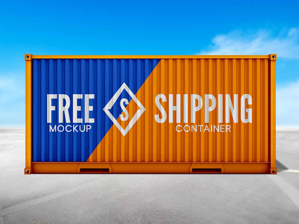 Free Shipping Container Mockup Mockuptree
