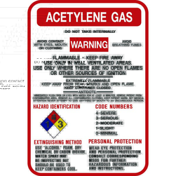 H319 causes serious eye irritation. Acetylene Gas Hazard Warning Signs 10x14 | Model Sign