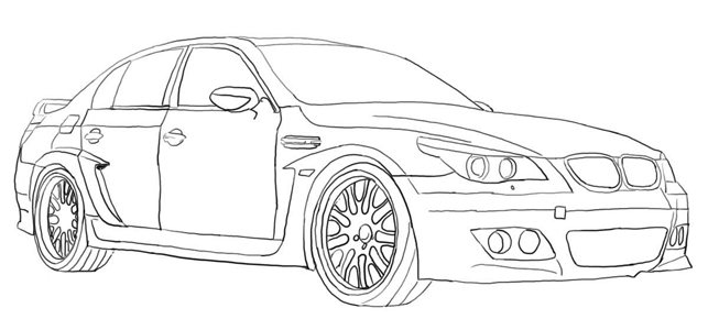 как нарисовать бмв м5 поэтапно