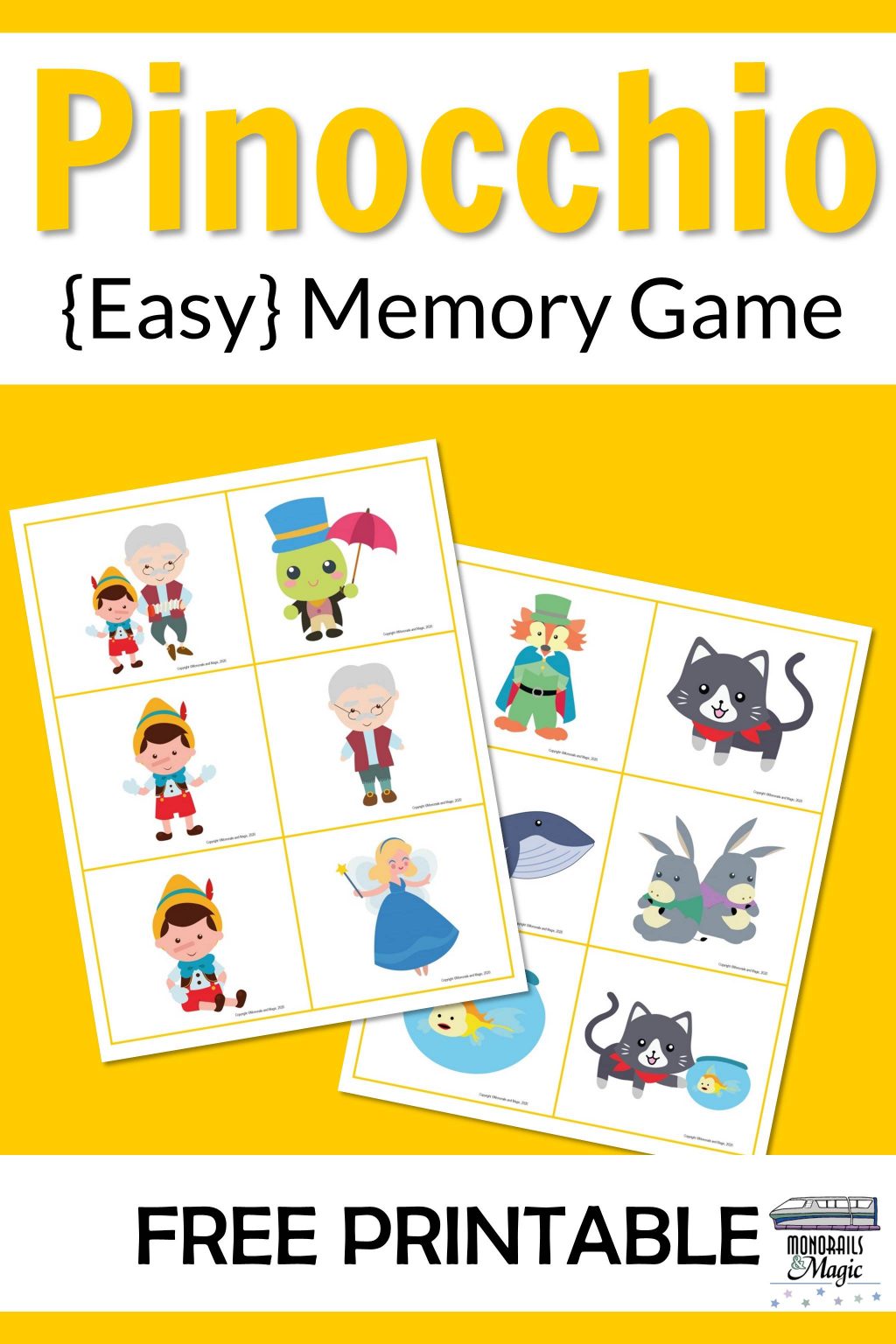 pinocchio memory game free printable monorails and magic