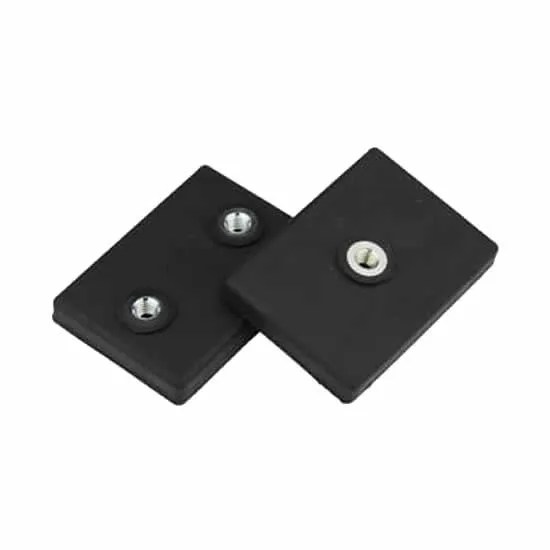 Rectangular Rubber Jacket Covered Magnets with 1 or 2 Inner Threads