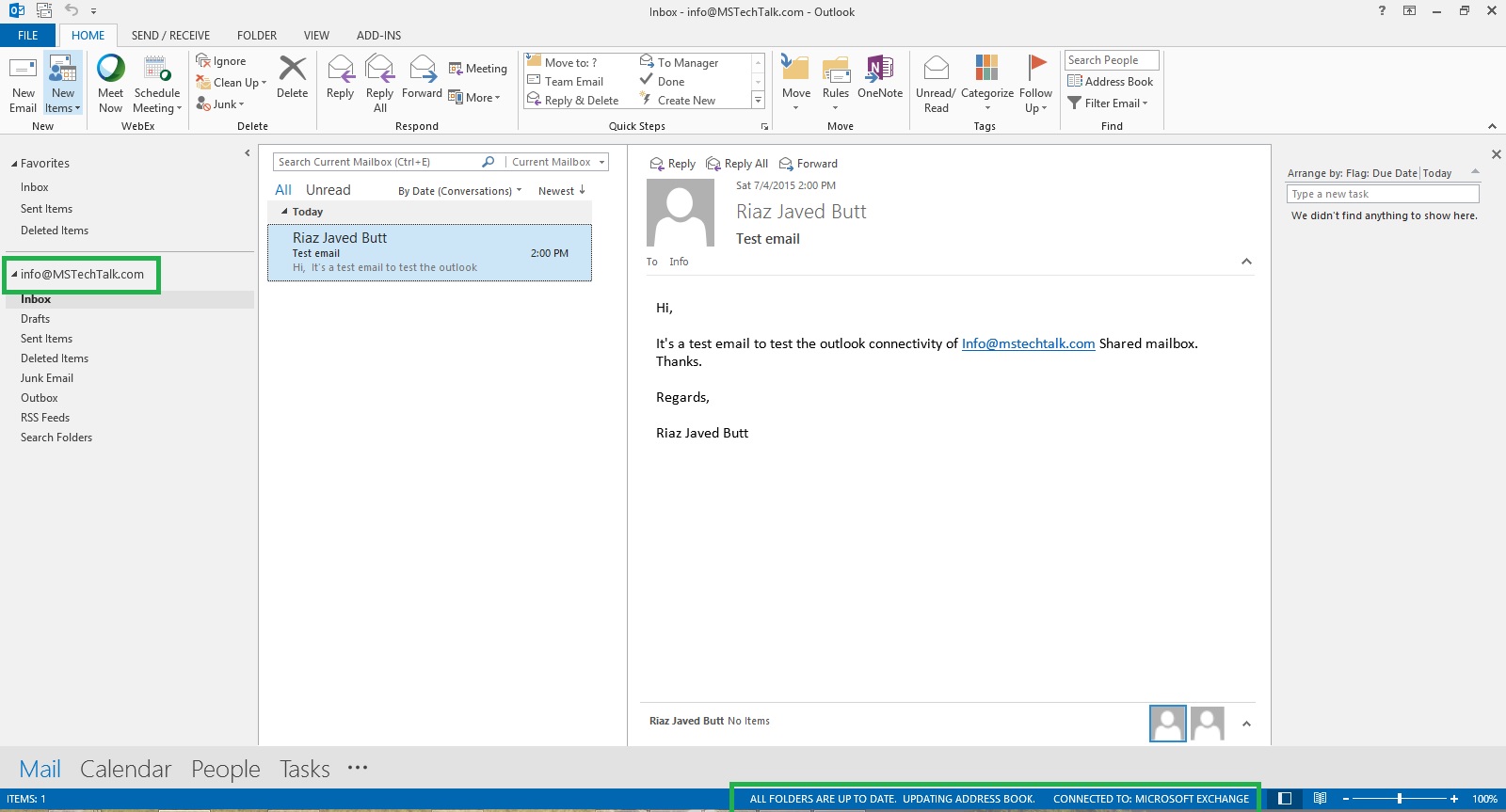 Active Sync And Outlook Client To Access Shared Mailbox