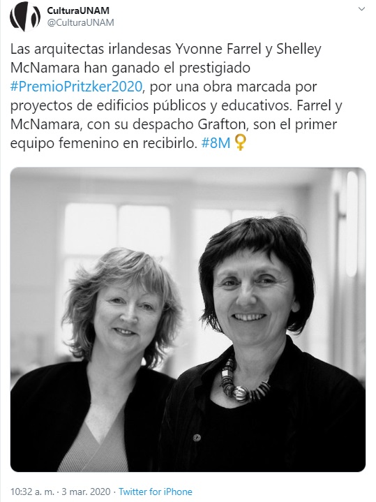 Reconocen Por Primera Vez A 2 Arquitectas Con El Premio Pritzker 2020 Mujer Mexico