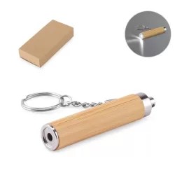 Chaveiro em Bambu e ABS com Lanterna LED SP95108