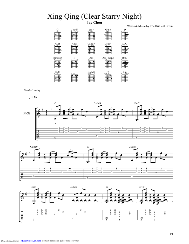 Download and print in pdf or midi free sheet music for time travel theme by jay chou arranged by juliathezhu for piano (solo) Xing Qing Clear Starry Night Guitar Pro Tab By Jay Chou Musicnoteslib Com