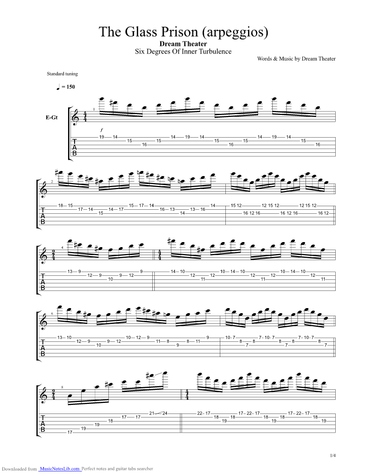 We have an official blind tab made by ug professional guitarists. The Glass Prison arpeggios guitar pro tab by Dream Theater