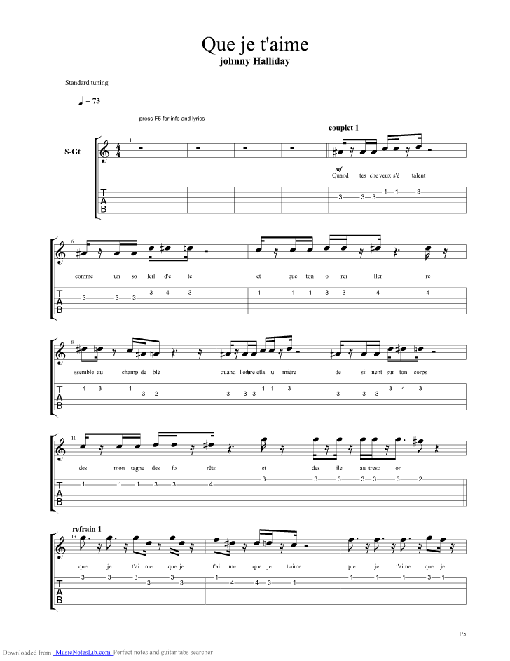 Follow, comment and share my covers if you like them : partition guitare un jour viendra johnny hallyday