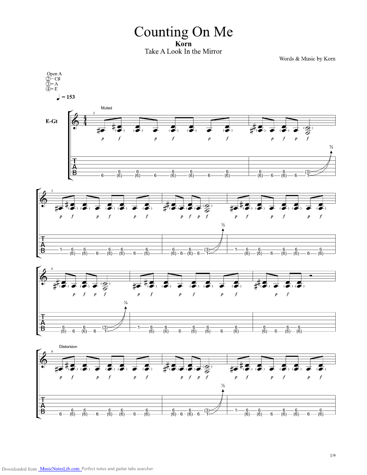 Aprende a tocar el cifrado de blind (korn) en cifra club. Counting On Me guitar pro tab by Korn @ musicnoteslib.com