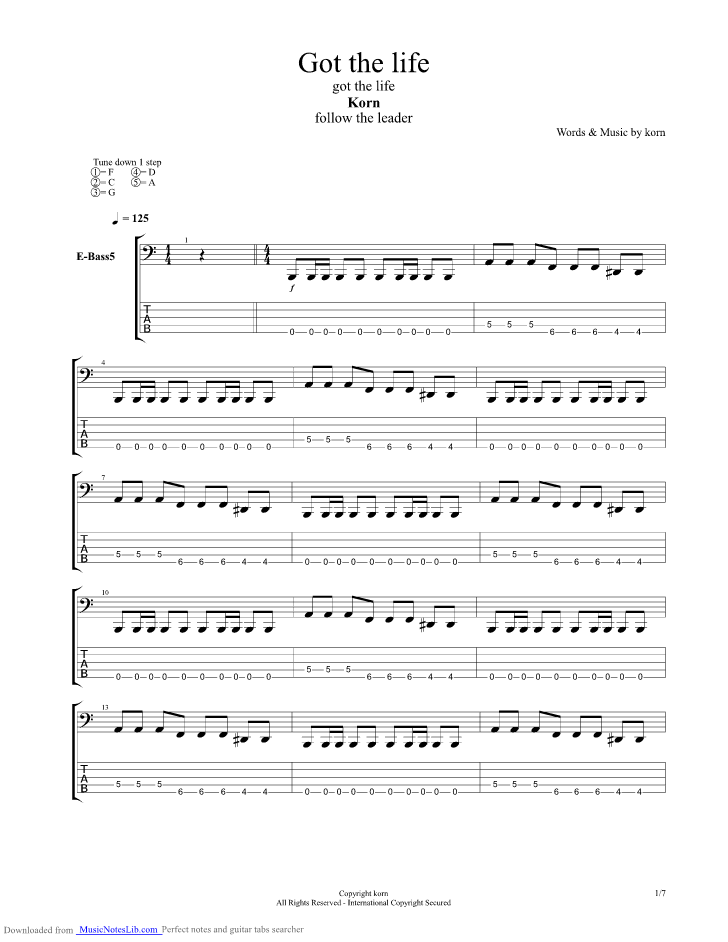 46+ Beautiful Korn Blind Bass Tab / Freak On A Leash | Sheet Music Direct : There.i left out a couple real simple .