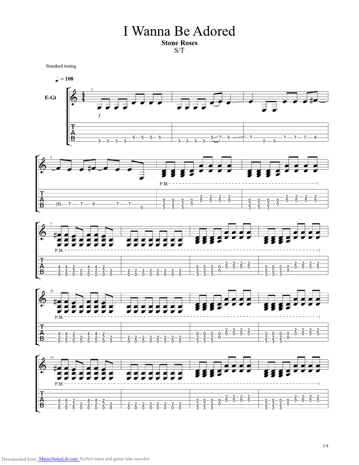 Sheet music can be used for playing an instrument, of course, but it can also be recycled. I Wanna Be Adored guitar pro tab by Stone Roses
