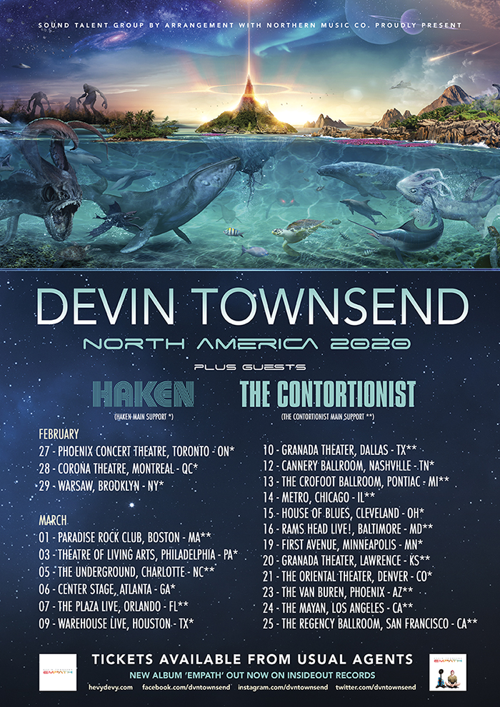 We've pretty much heard it all. Devin Townsend Announces 2020 North American Tour Dates With Haken And The Contortionist Musicplayers Com