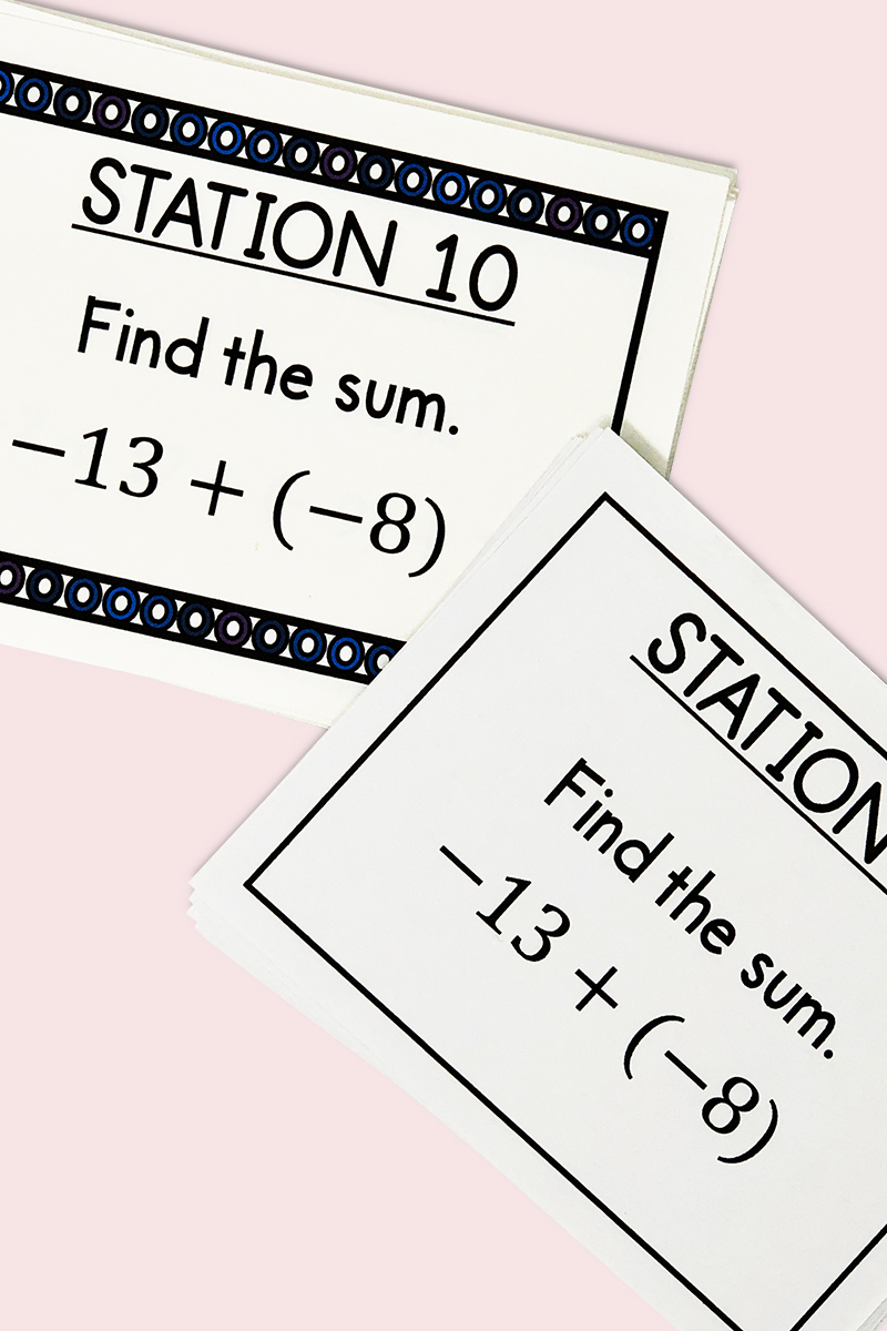 These task cards are a fun and engaging way for your 6th, 7th, or 8th grade math class to practice adding integers!