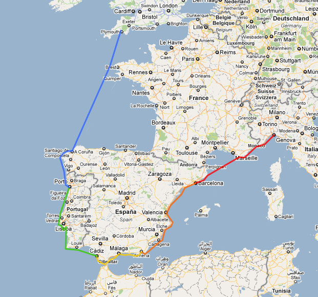 Карта италии и испании