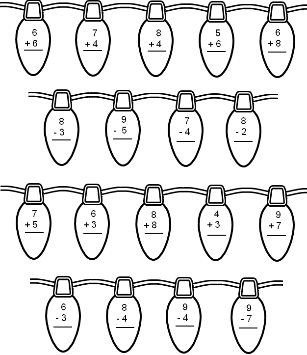 christmas addition subtraction worksheet squarehead