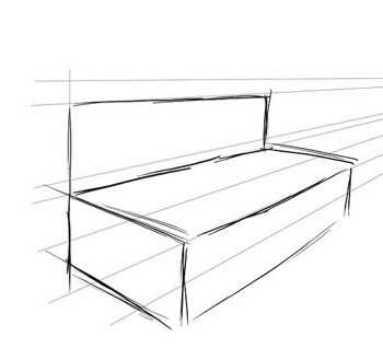 как нарисовать лавочку в парке