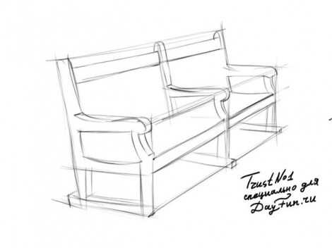 как нарисовать лавочку в парке