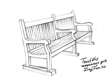 как нарисовать лавочку в парке