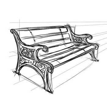 как нарисовать лавочку в парке