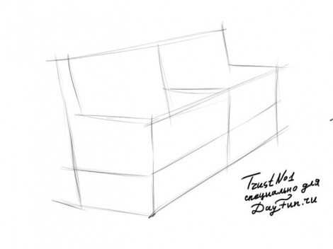 как нарисовать лавочку в парке