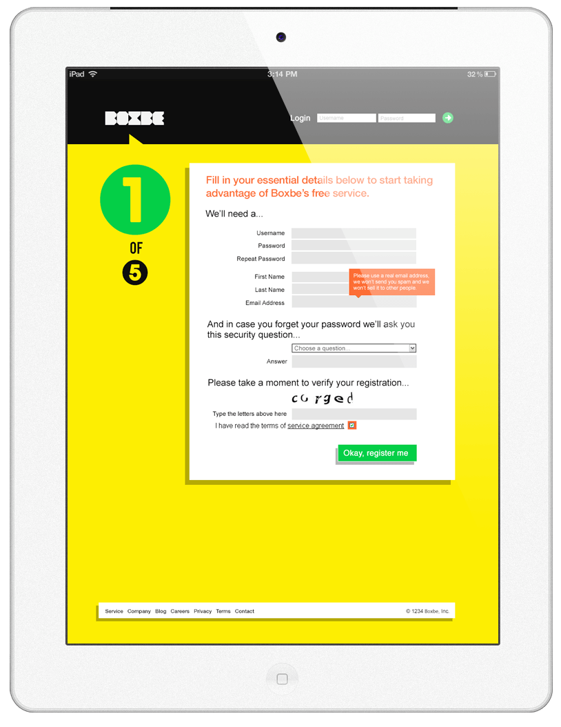 Boxbe sign up flow