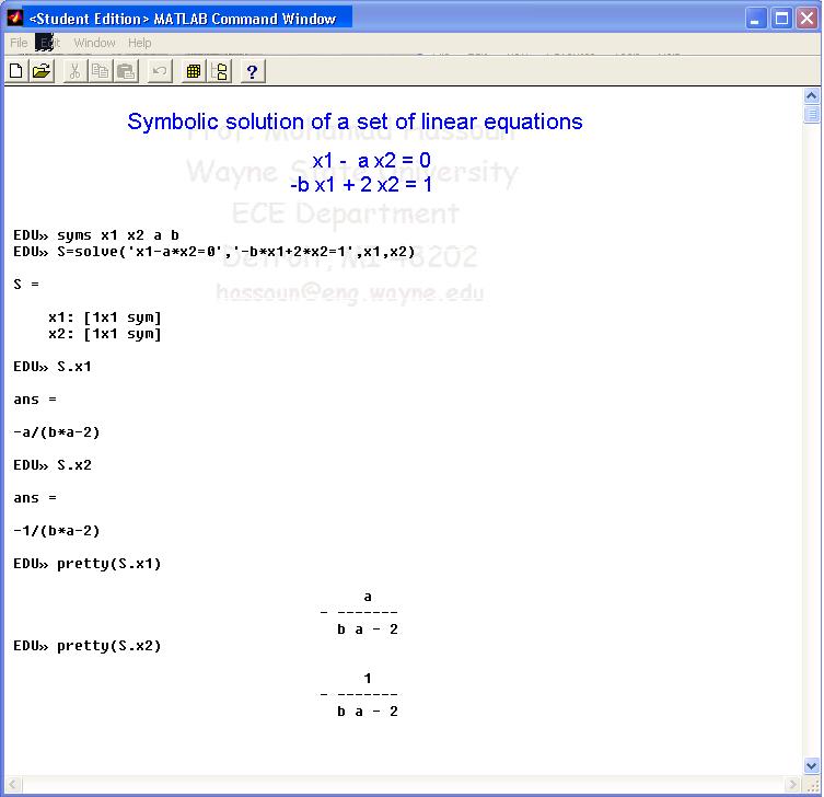 How To Solve Algebraic Equation Using Matlab - Tessshebaylo