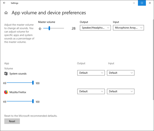 How to reset App Volume and Device Preferences in Windows 10