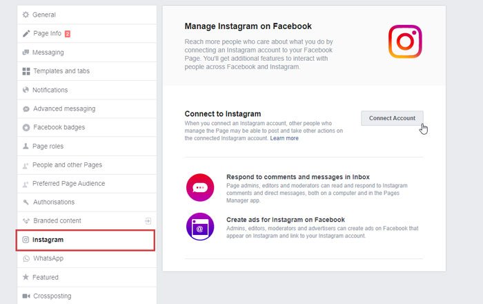 How to connect Instagram and WhatsApp to Facebook Page - New4Trick.Com