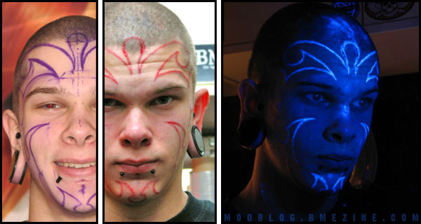 Uv Ink Facial Neo-Tribal Tattoo | Bme: Tattoo, Piercing And Body Modification News 320_x_600_jpg