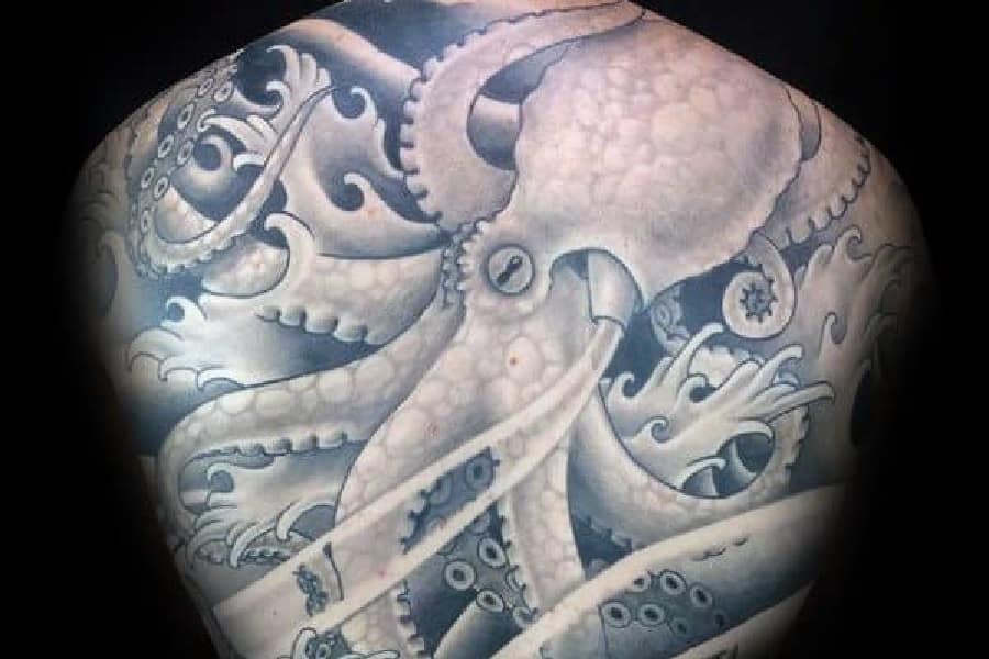 30 Octopus Back Tattoo Designs For Men - Underwater Ink Ideas 600_x_900_jpg