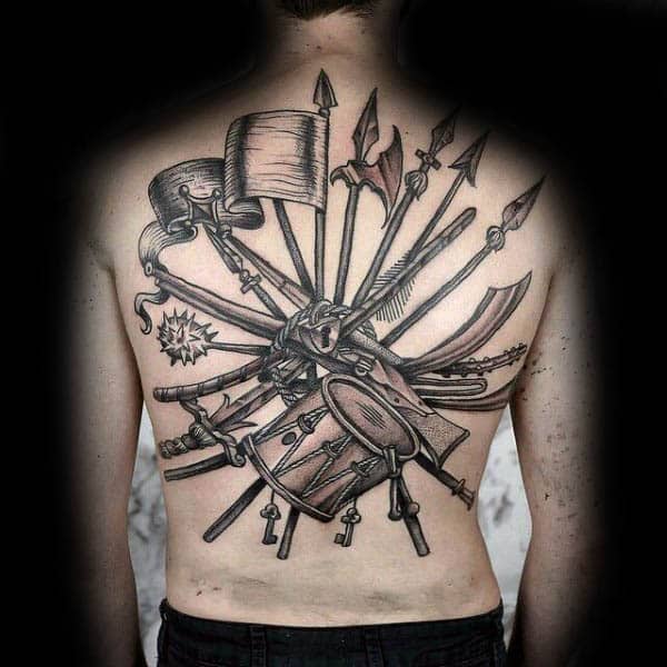 50 Spear Tattoo Designs For Men - Sharp Warrior Emblem Ideas 600_x_600_jpg