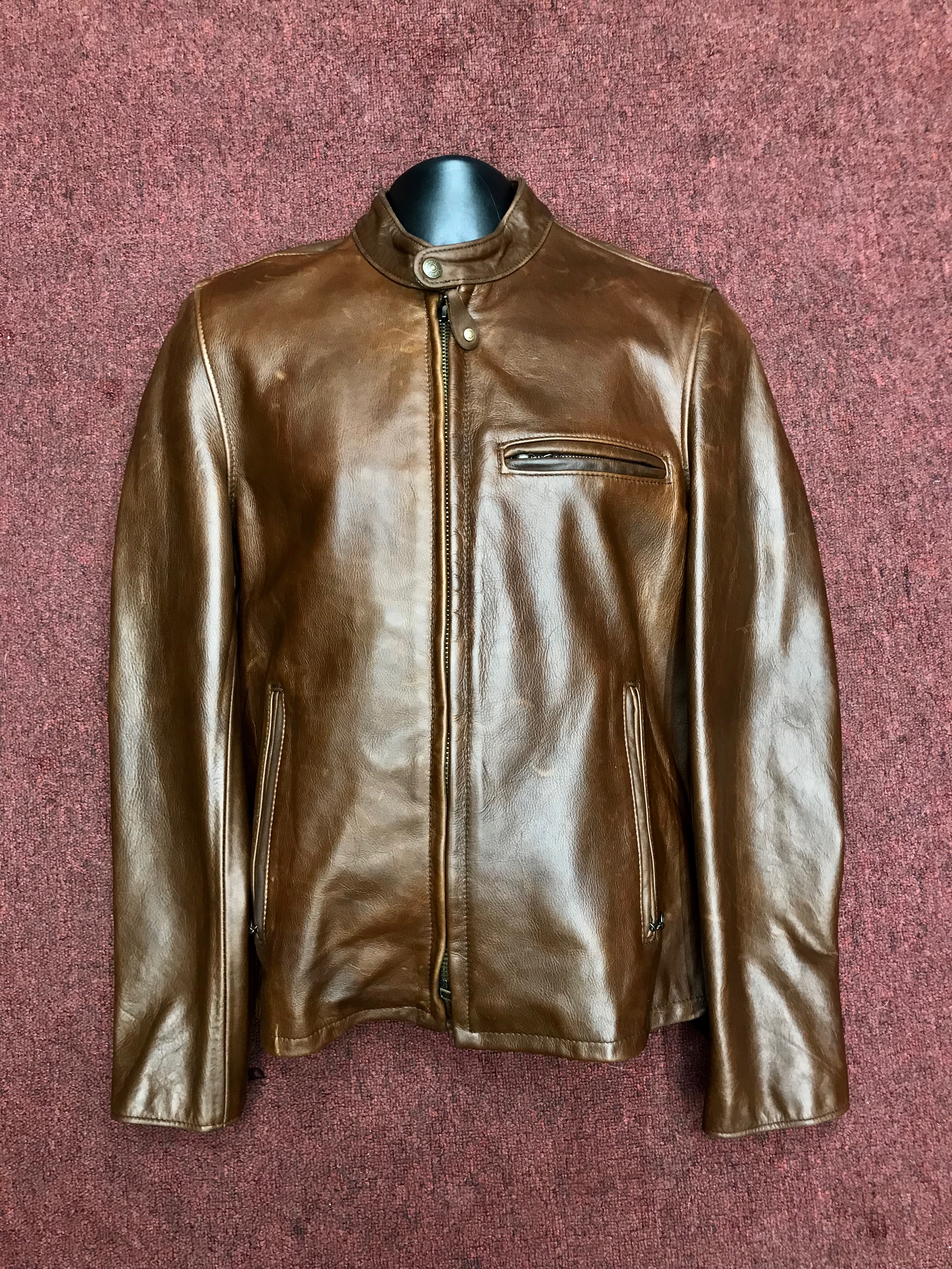 Schott Waxed Natural Pebbled Cowhide 