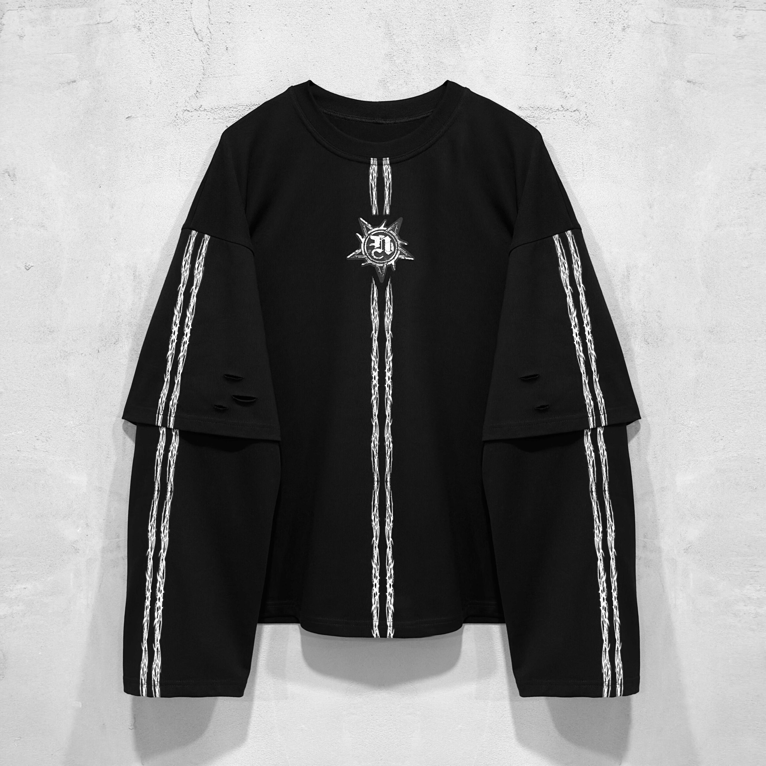 setupexe WAFFEN LINE COLLAR TEE シズニルック Oversized longsleeve «jester» — Nikawear