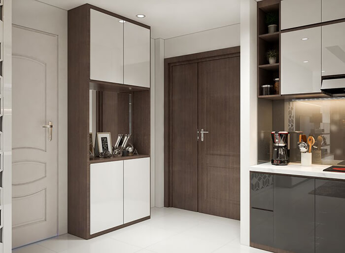 đ&oacute;ng tủ gi&agrave;y cao đụng trần cho chung cư