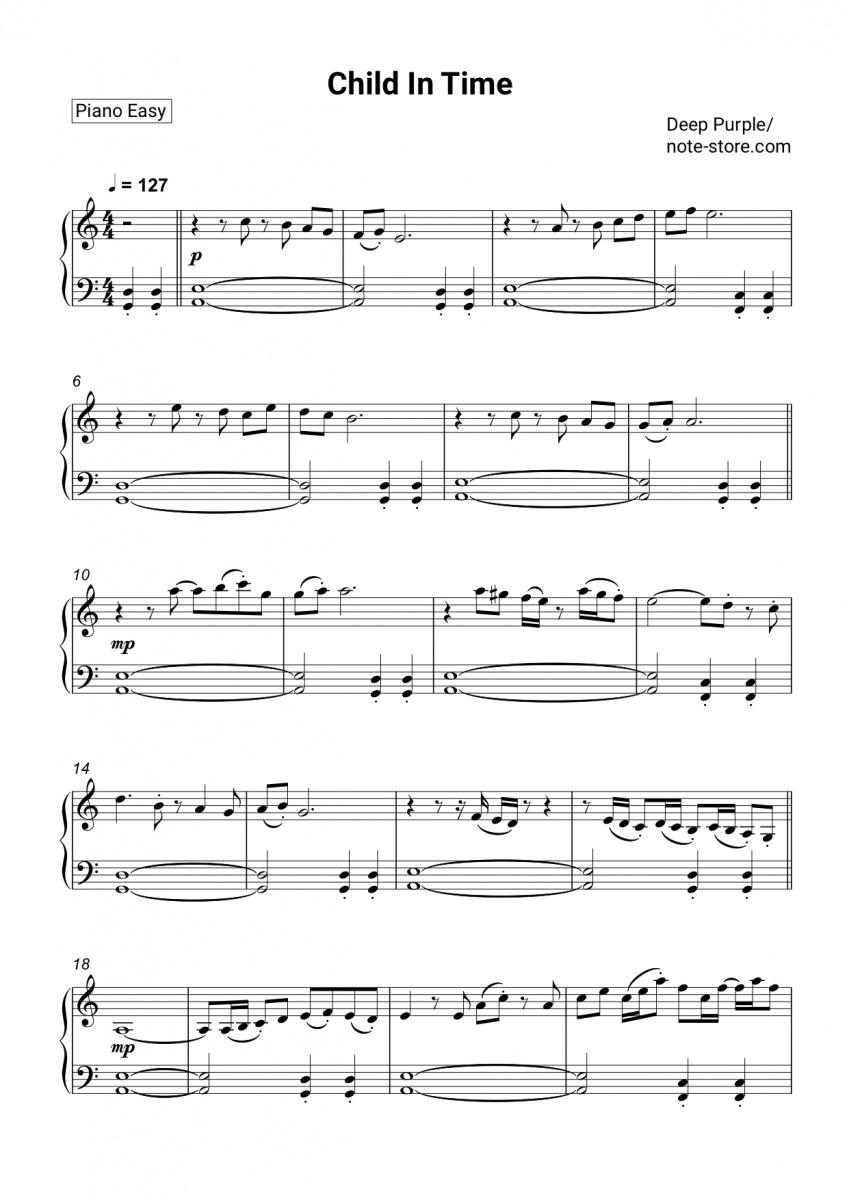 A tribute to deep purple's machine head download via itunes . Deep Purple - Child In Time Noten fÃ¼r Piano downloaden fÃ¼r