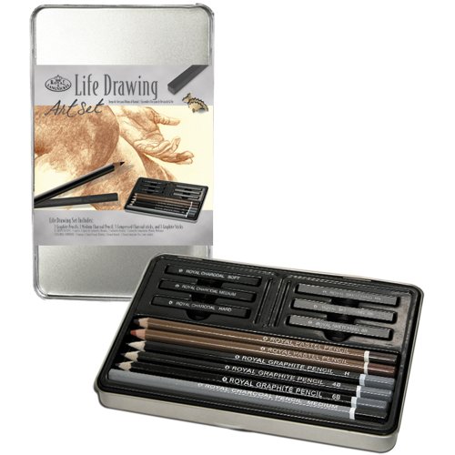 Set D'artiste Dessin D'après Nature Royal & Langnickel - 25 Pièces (crayons, Fusains, Pastels) - Boîte Aluminium Transportable - 3