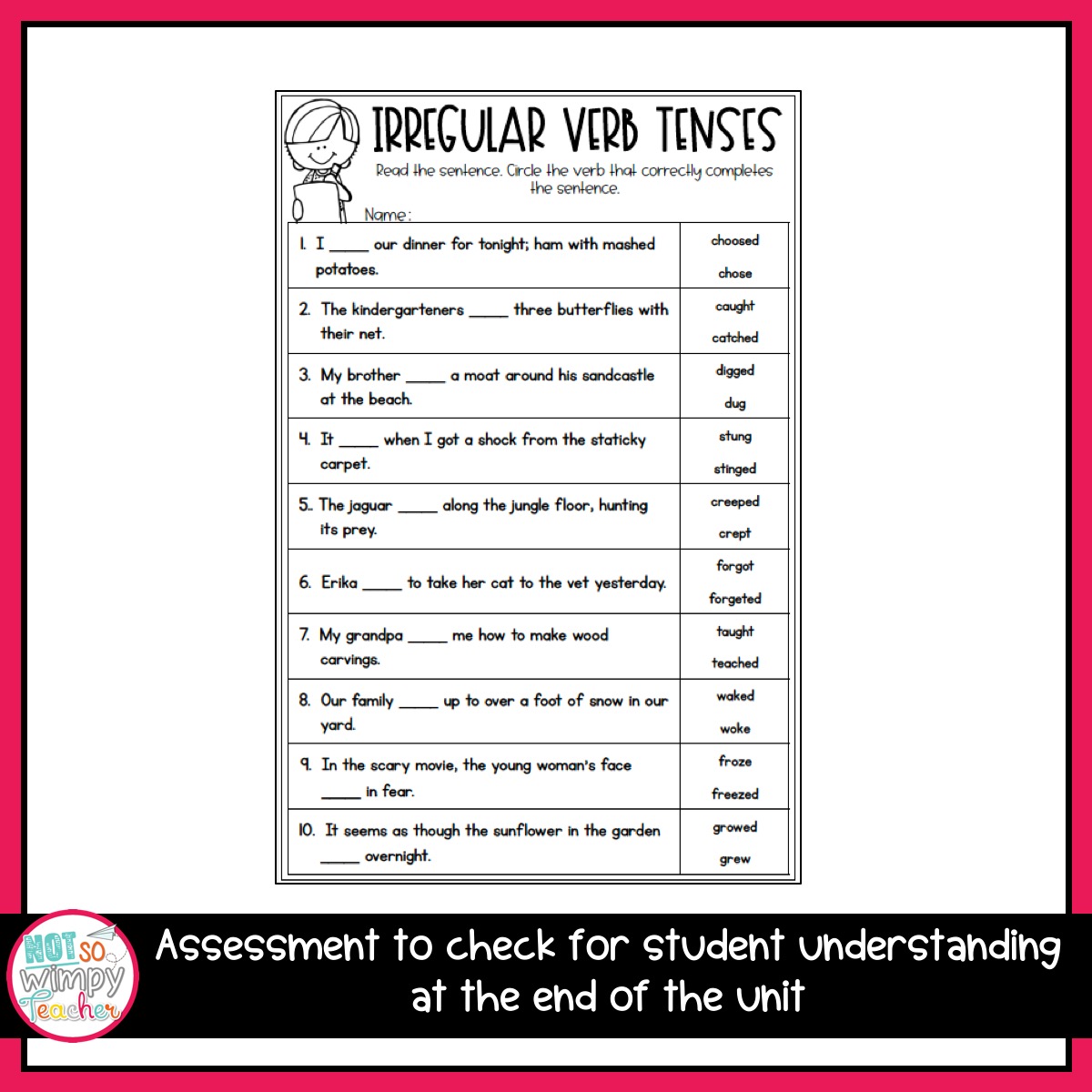 grammar fifth grade activities irregular verb tenses not so wimpy