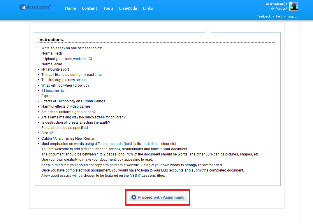 Course instructor training for singhealth elearning portal. Lms How Do I Submit My Assignments Nss It Lessons Sec 1