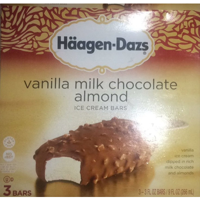 Calories and other nutrition information for vanilla ice cream bar, chocolate almond dipped from kirkland signature. Calories In Ice Cream Bar Vanilla Milk Chocolate Almond From Haagen Dazs