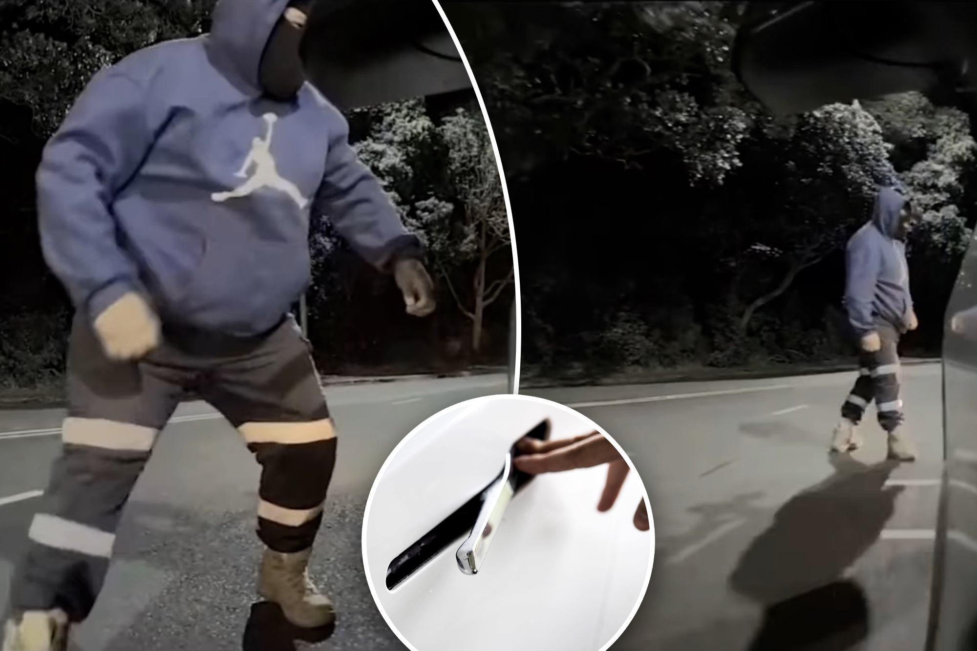 Carjacker with ‘sausage fingers’ fails to break into Tesla after failing to grasp door handles