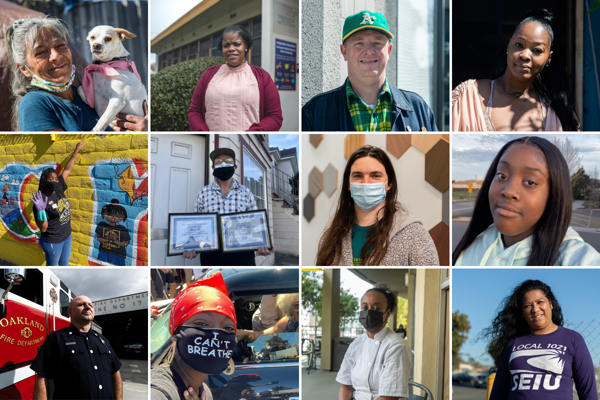Photos of 12 Oaklanders who shared their stories of living through a year of COVID-19