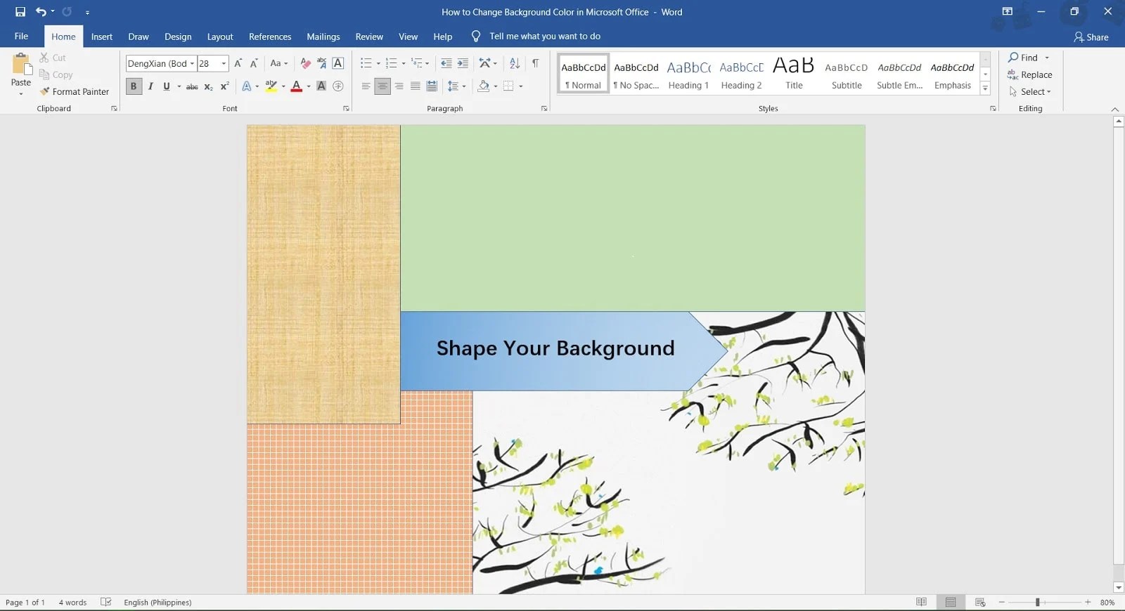 Words have meanings and some have more than one meaning. How To Change Background Color In Ms Word Officebeginner