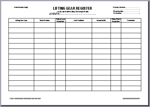 4, elaborate information with regard to operation and maintenance can be found in the equipment sops. Ohs Documents Australia Lifting Gear Register