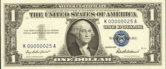 Click here to search for 1957 silver certificates. Series Of 1957 1 Silver Certificate Values And Pricing Sell Old Currency