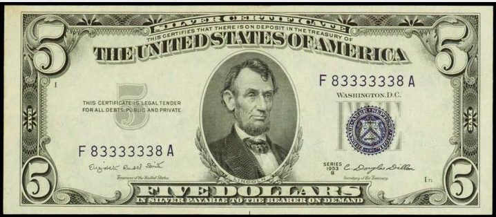 A dollar bill, according to the federal reserve bank of atlanta, circulates an average of only 21 months. Blue Seal Five Dollar Bills Values And Pricing Sell Old Currency